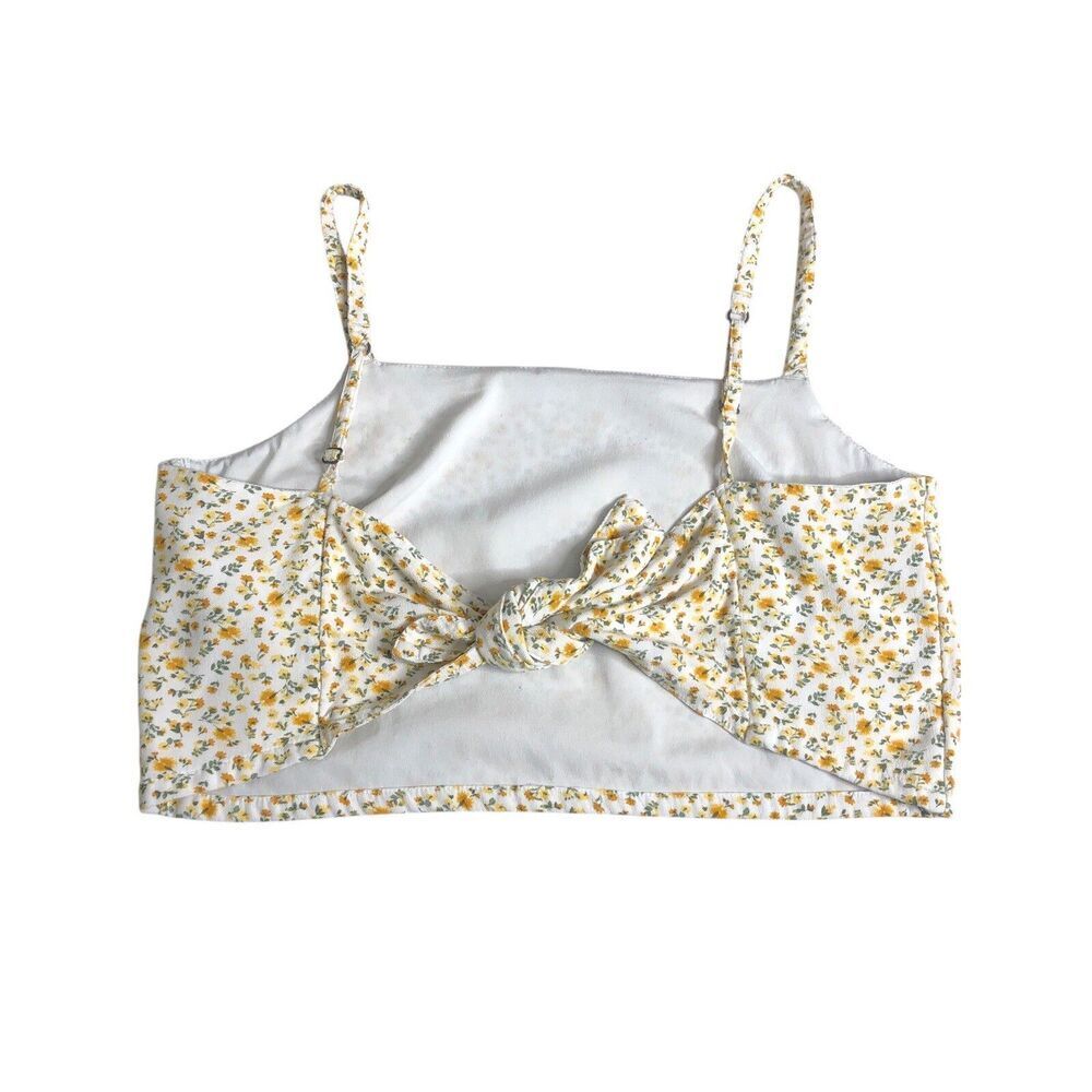 Hollister Top Womens M Ditsy Floral Tie Back Bandeau Crop Tank Top Y2K Cottage - Picture 2 of 14